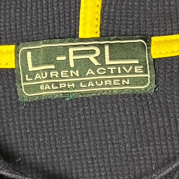 Lauren Ralph Lauren | Lauren Active Navy Color Block Thermal Hoodie, Large - Picture 6 of 7